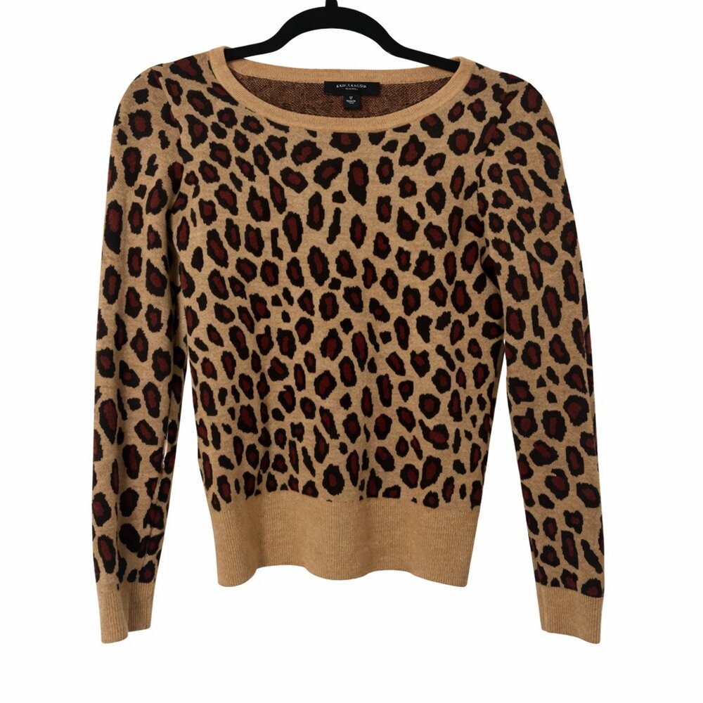 Ann Taylor Leopard Print Sweater | Small Petite | Neutral Animal Print Knit